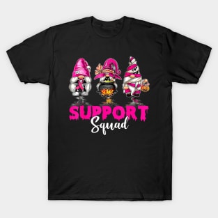 Gnomies Lover Support Squad Pink Ribbon Breast Cancer Month T-Shirt